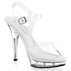 Clear Strap Platform High Heel Sandal - White